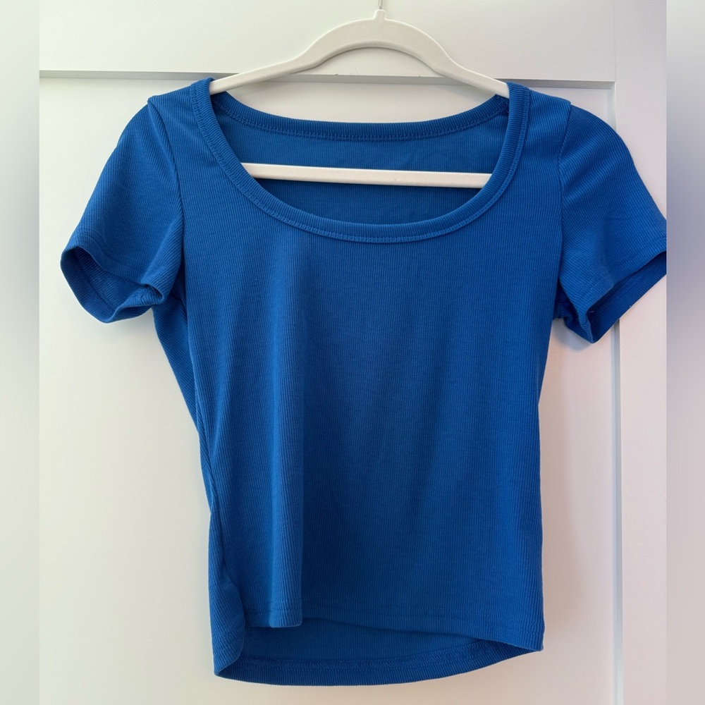 Large Shein Blue Short Sleeve Shirt